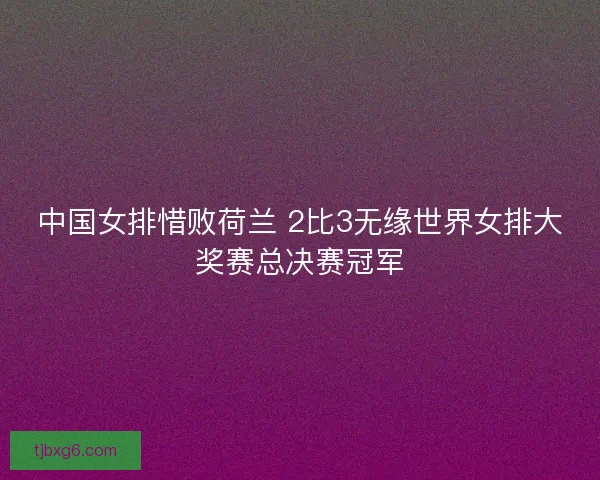 中国女排惜败荷兰 2比3无缘世界女排大奖赛总决赛冠军