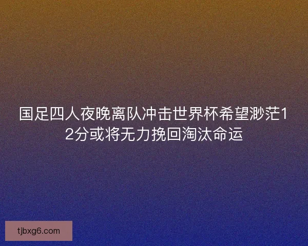 国足四人夜晚离队冲击世界杯希望渺茫12分或将无力挽回淘汰命运