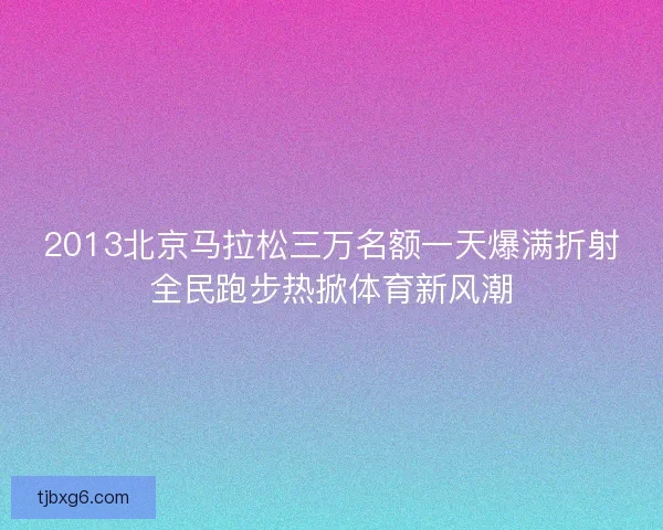 2013北京马拉松三万名额一天爆满折射全民跑步热掀体育新风潮